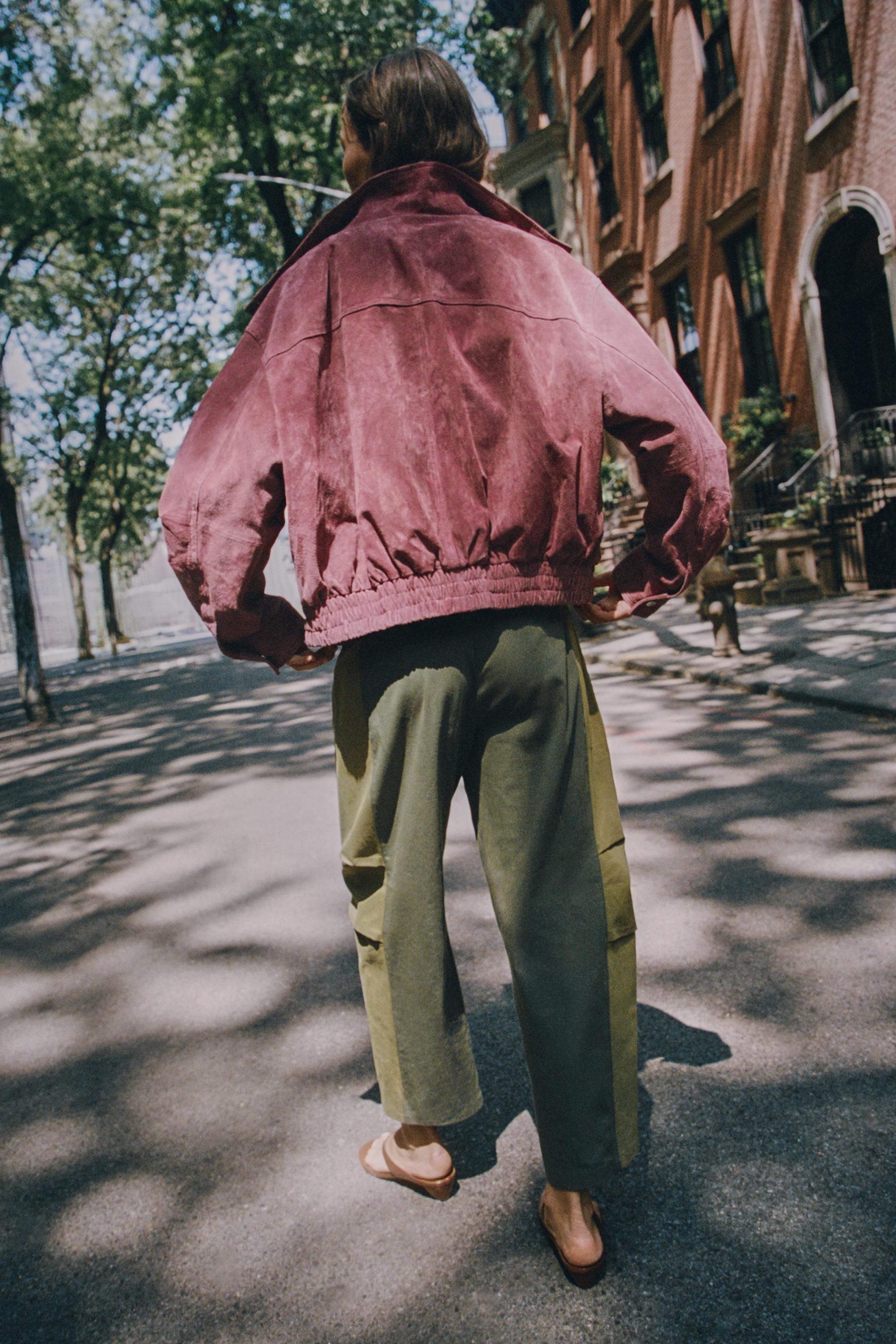 100% LEATHER HIGH NECK BOMBER JACKET